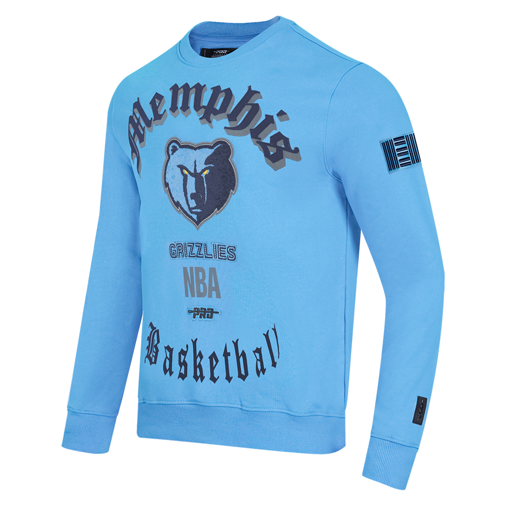 NBA MEMPHIS GRIZZLIES OLD ENGLISH MEN'S CREWNECK (UNIVERSITY BLUE)