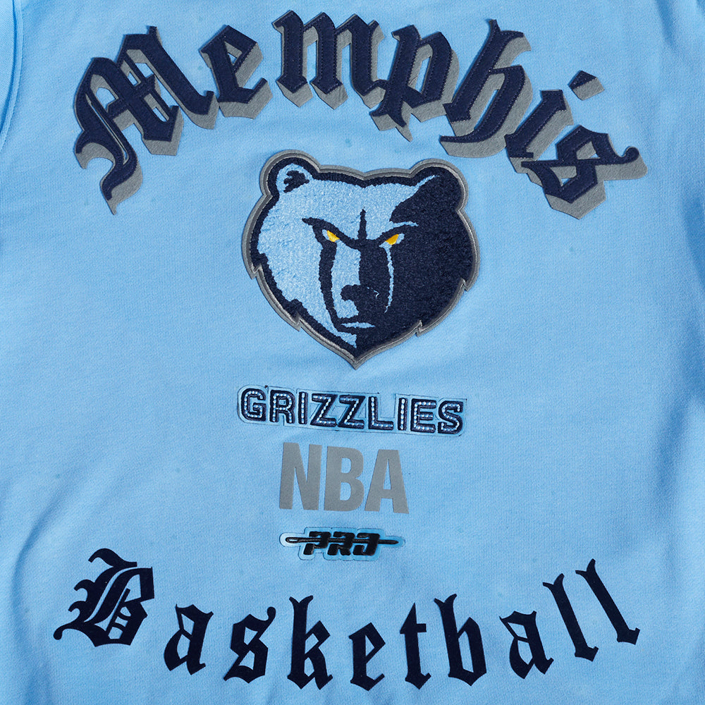 NBA MEMPHIS GRIZZLIES OLD ENGLISH CHANDAIL À COL ROND POUR HOMME (BLEU UNIVERSITÉ)