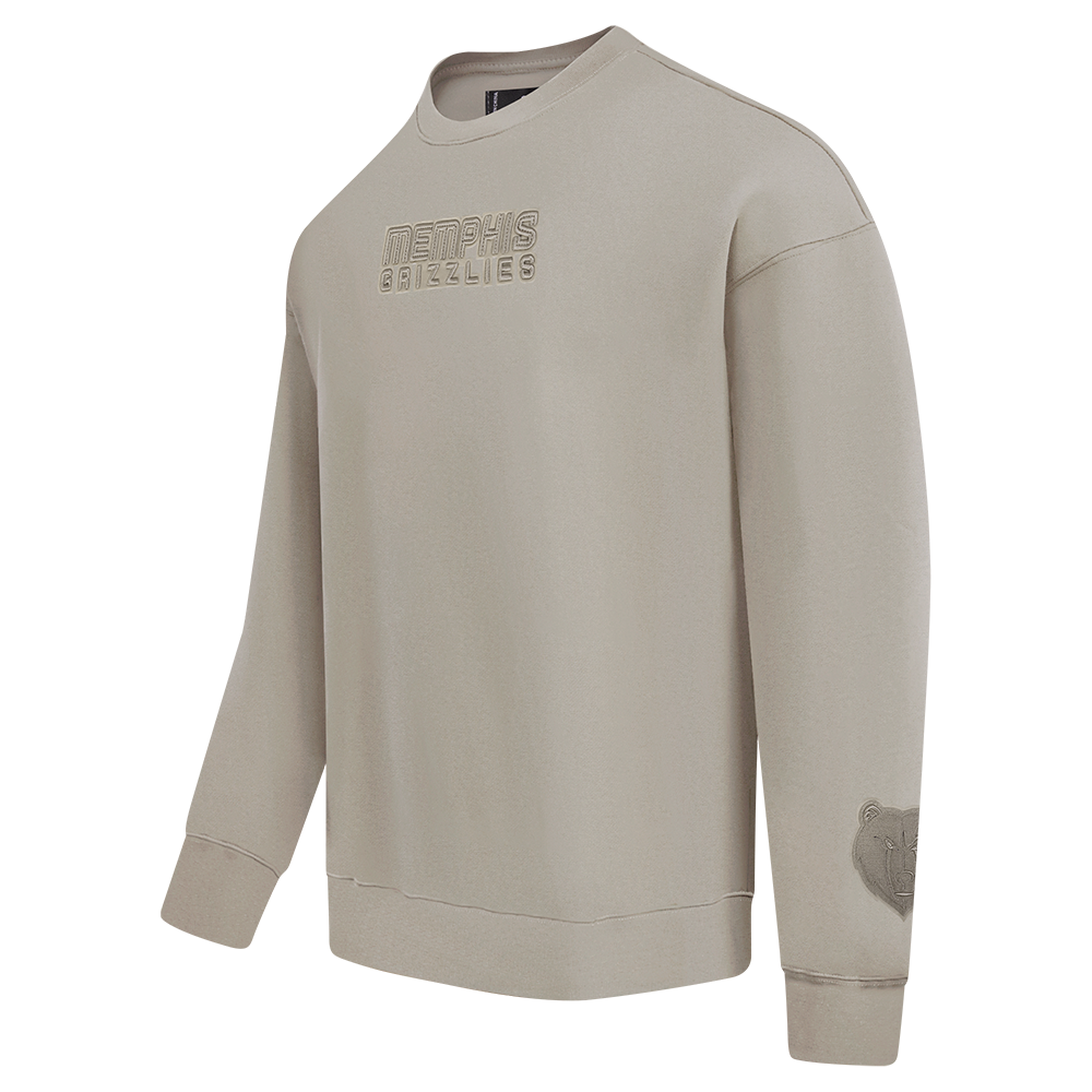 NBA MEMPHIS GRIZZLIES WINGSPAN MEN'S DROP SHOULDER FLEECE CREWNECK (TAUPE)