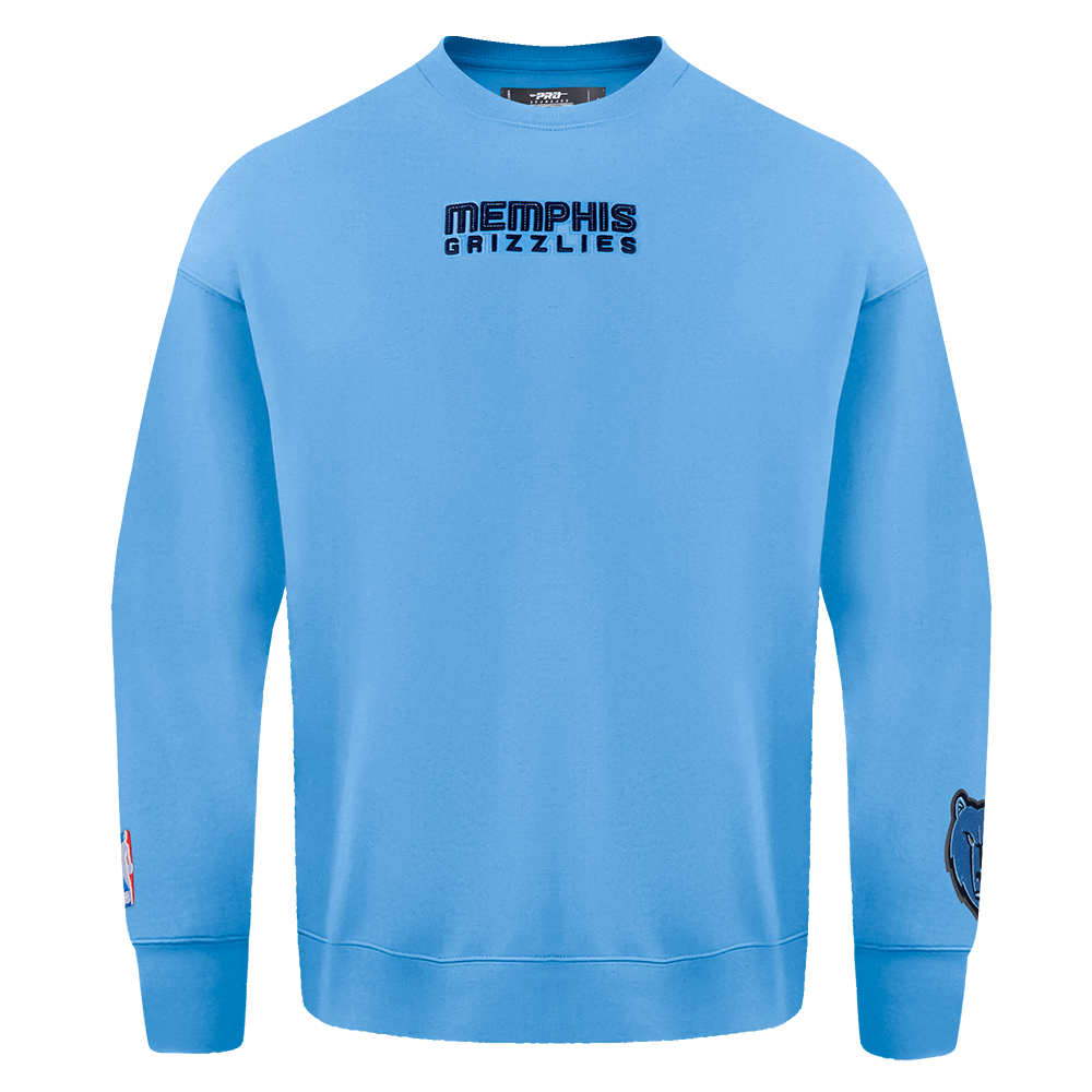 NBA MEMPHIS GRIZZLIES WINGSPAN MEN'S DROP SHOULDER FLEECE CREWNECK (UNIVERSITY BLUE)