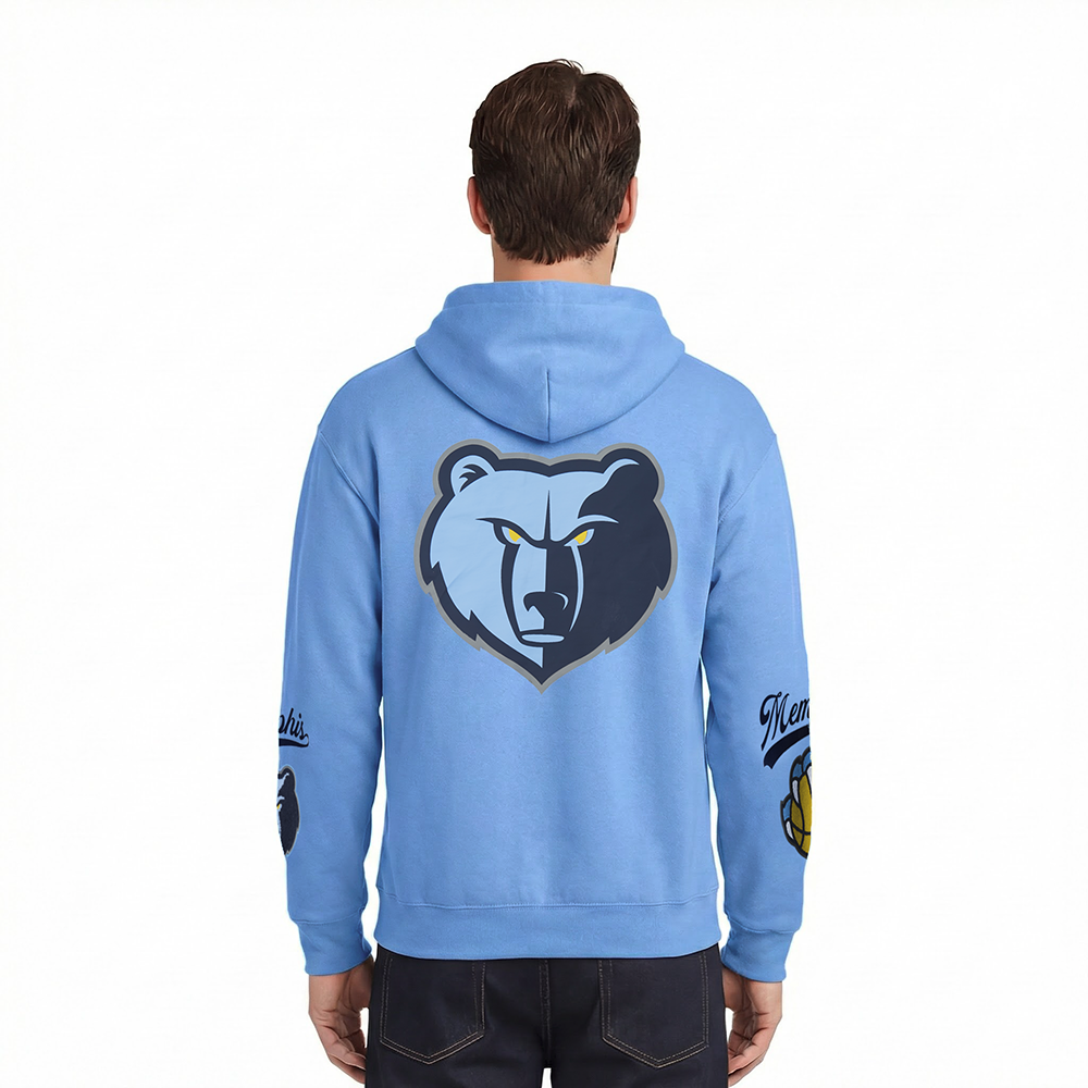 NBA MEMPHIS GRIZZLIES LIVING LARGE MEN'S DROP SHOULDER FLC PO HOODIE (UNIVERSITY BLUE)