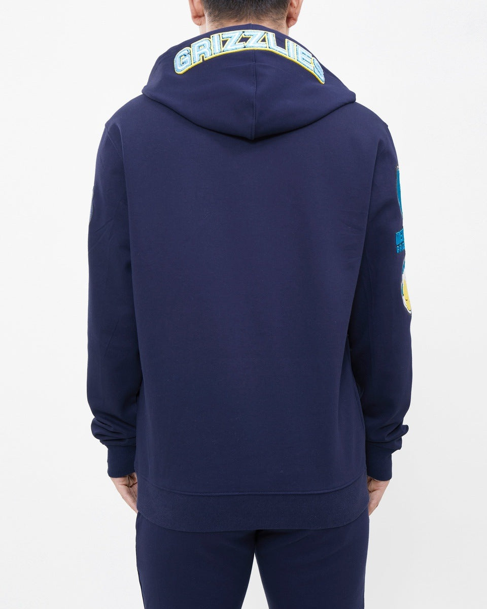NBA MEMPHIS GRIZZLIES CLASSIC CHENILLE MEN'S PULLOVER HOODIE (MIDNIGHT NAVY)