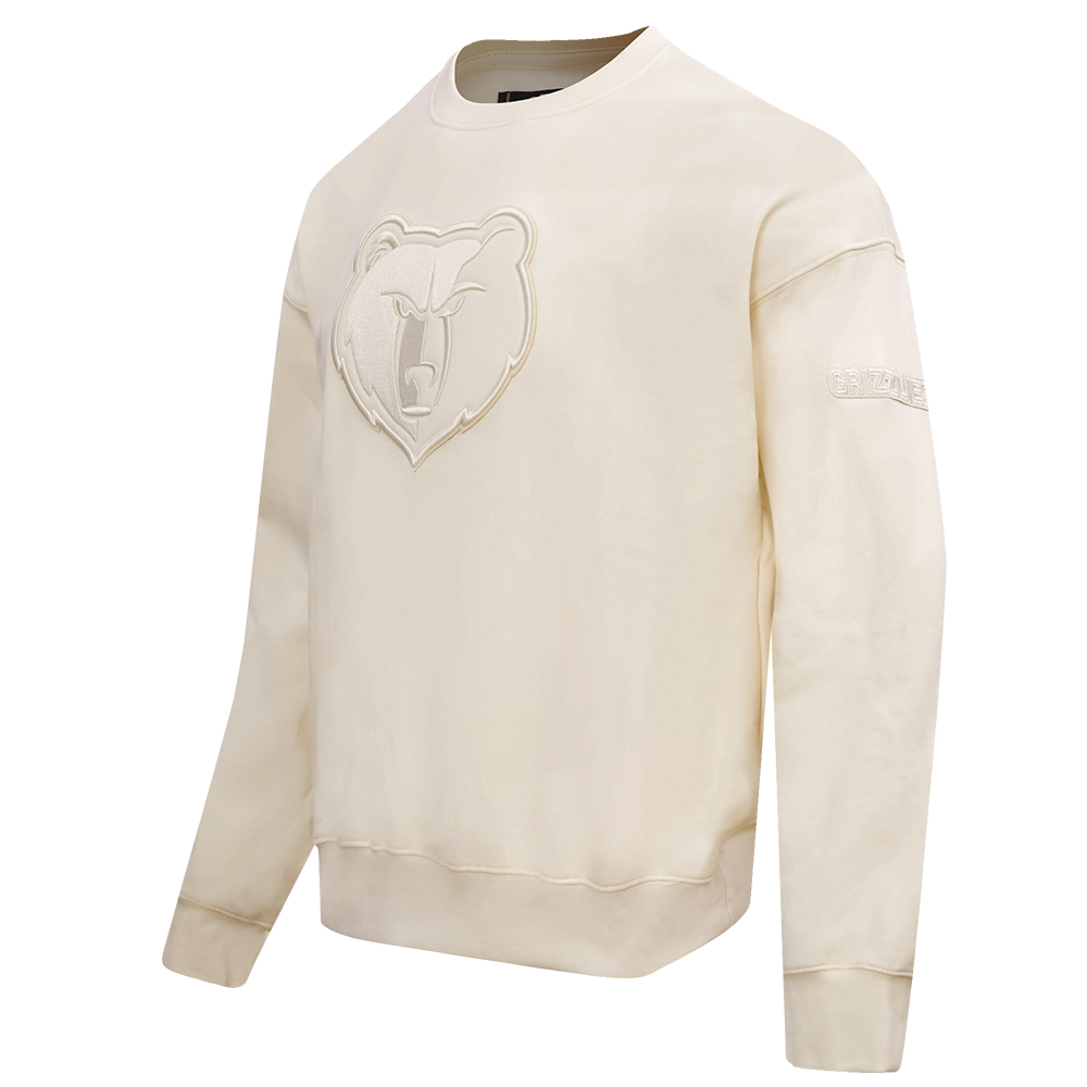 NBA MEMPHIS GRIZZLIES NEUTRAL DROP SHOULDER FLEECE CREWNECK (EGGSHELL)