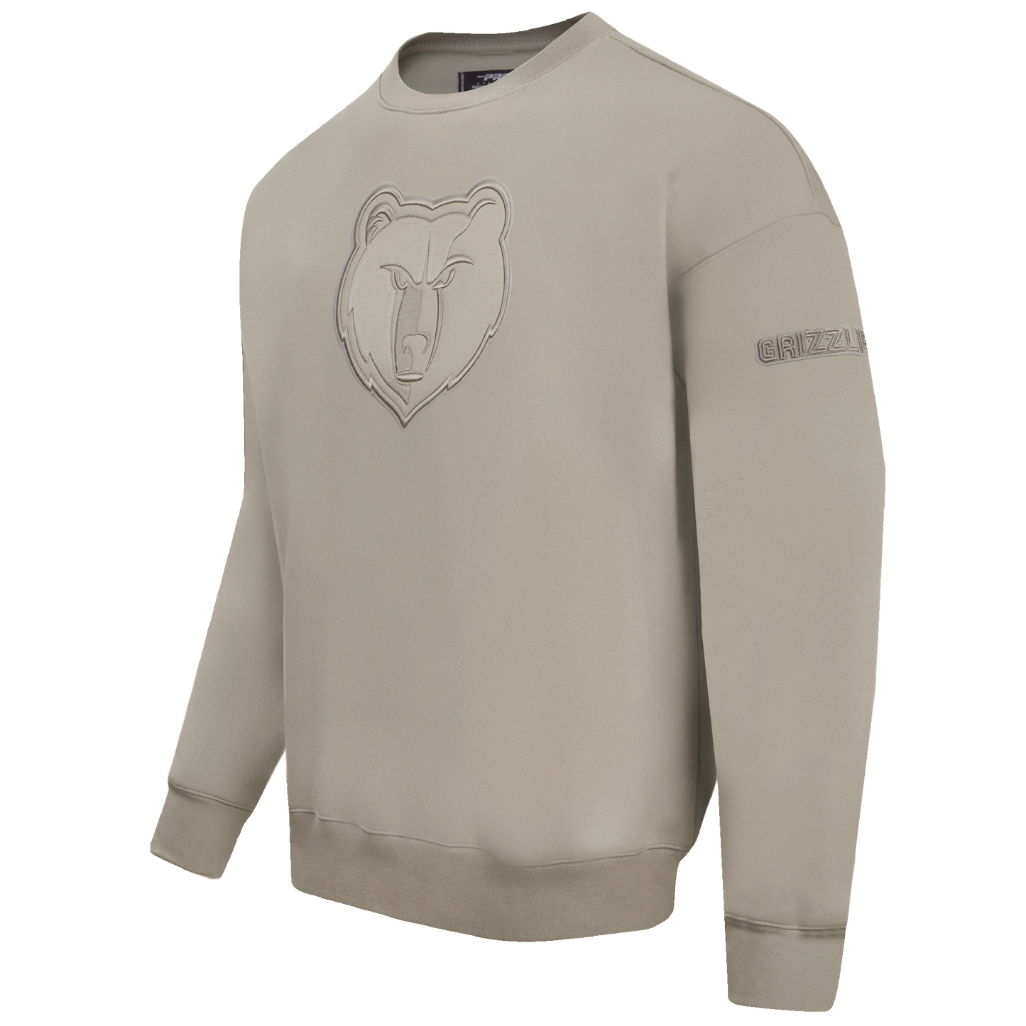 NBA MEMPHIS GRIZZLIES NEUTRAL DROP SHOULDER FLEECE CREWNECK (TAUPE)