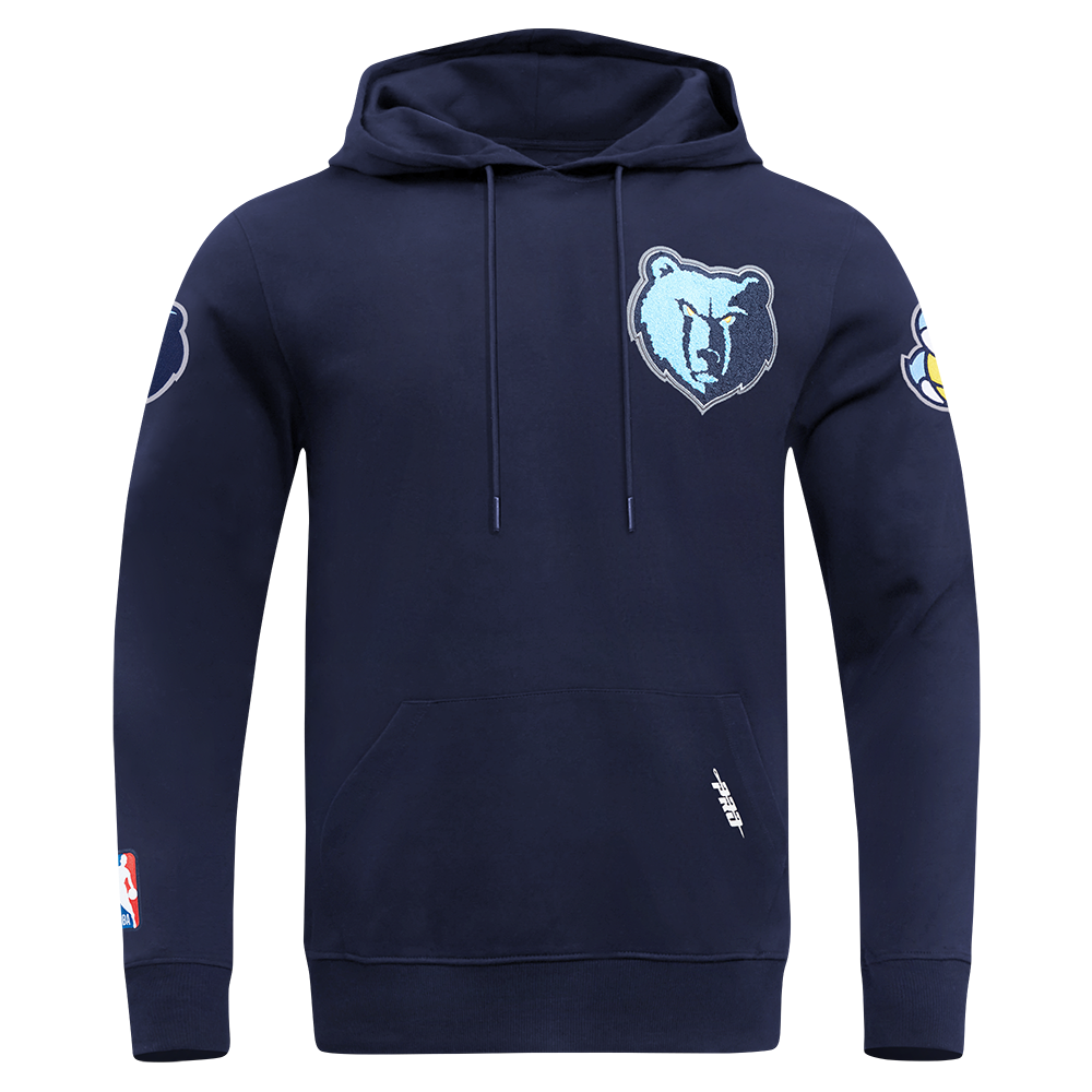 NBA MEMPHIS GRIZZLIES CLASSIC CHANDAIL À CAPUCHON EN MAILLE DOUBLE ET CHENILLE POUR HOMME (MARINE MINUIT)