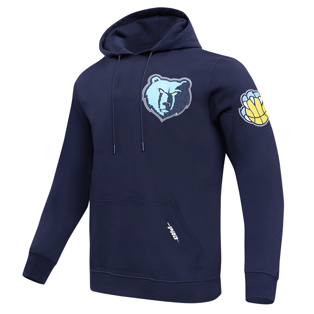 NBA MEMPHIS GRIZZLIES CLASSIC CHANDAIL À CAPUCHON EN MAILLE DOUBLE ET CHENILLE POUR HOMME (MARINE MINUIT)