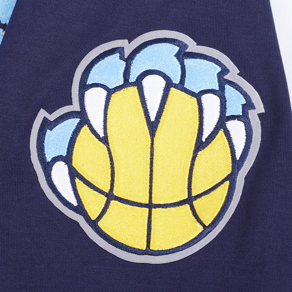 NBA MEMPHIS GRIZZLIES CLASSIC CHANDAIL À CAPUCHON EN MAILLE DOUBLE ET CHENILLE POUR HOMME (MARINE MINUIT)