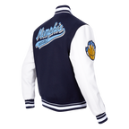 NBA MEMPHIS GRIZZLIES SCRIPT TAIL BLOUSON COLLÉGIAL EN LAINE À BORDS CÔTELÉS POUR HOMME (MARINE MINUIT/BLANC)