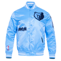 NBA MEMPHIS GRIZZLIES OLD ENGLISH MEN'S RIB SATIN JACKET (UNIVERSITY BLUE)