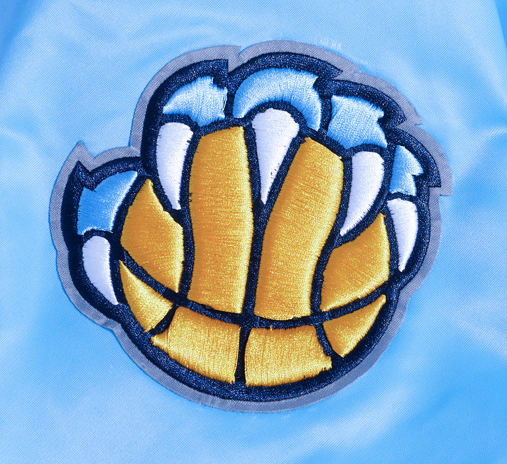 NBA MEMPHIS GRIZZLIES OLD ENGLISH MEN'S RIB SATIN JACKET (UNIVERSITY BLUE)