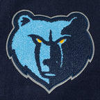 NBA MEMPHIS GRIZZLIES OLD ENGLISH BLOUSON COLLÉGIAL EN LAINE À BORDS CÔTELÉS POUR HOMME (MARINE MINUIT/BLANC)