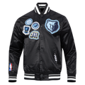 NBA MEMPHIS GRIZZLIES DIY PICK STITCH MEN'S RIB SATIN JACKET (BLACK)
