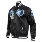 NBA MEMPHIS GRIZZLIES DIY PICK STITCH MEN'S RIB SATIN JACKET (BLACK)