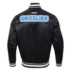 NBA MEMPHIS GRIZZLIES DIY PICK STITCH MEN'S RIB SATIN JACKET (BLACK)