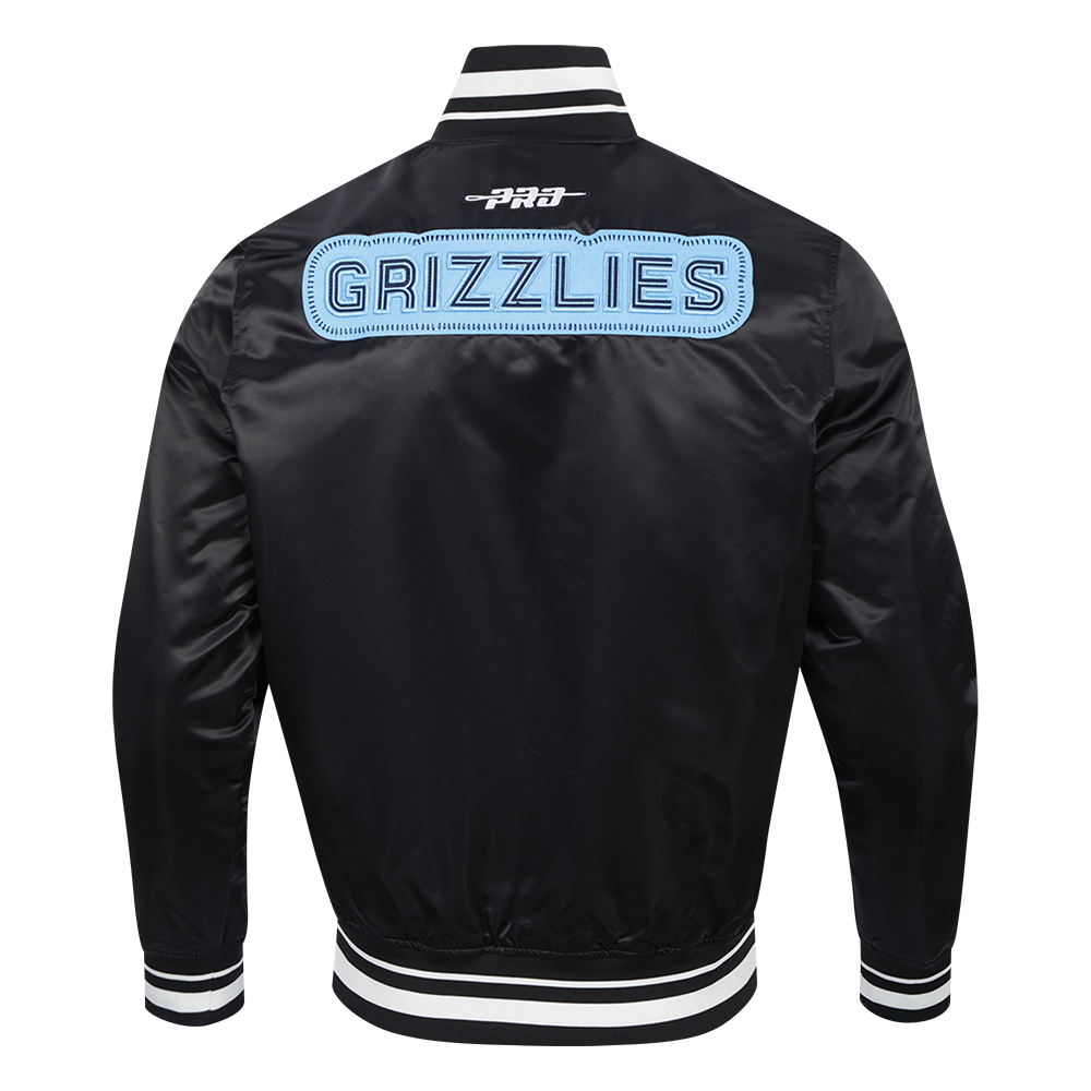 NBA MEMPHIS GRIZZLIES DIY PICK STITCH MEN'S RIB SATIN JACKET (BLACK)