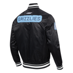 NBA MEMPHIS GRIZZLIES DIY PICK STITCH MEN'S RIB SATIN JACKET (BLACK)