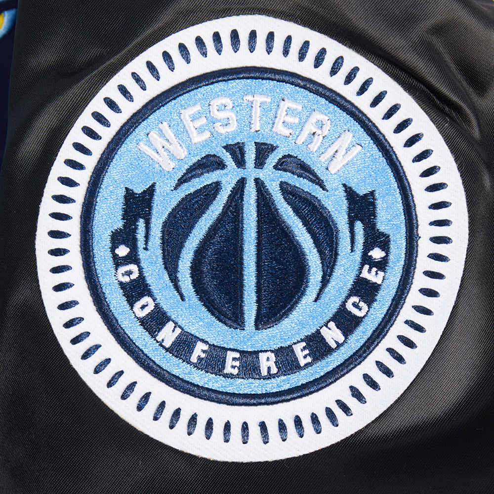 NBA MEMPHIS GRIZZLIES DIY PICK STITCH MEN'S RIB SATIN JACKET (BLACK)
