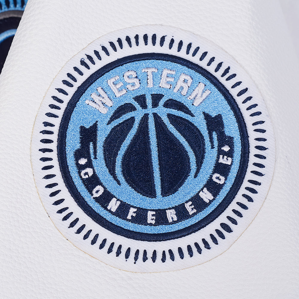 NBA MEMPHIS GRIZZLIES DIY PICK STITCH BLOUSON COLLÉGIAL EN LAINE À BORDS CÔTELÉS POUR HOMME (MARINE MINUIT/BLANC)