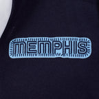 NBA MEMPHIS GRIZZLIES DIY PICK STITCH BLOUSON COLLÉGIAL EN LAINE À BORDS CÔTELÉS POUR HOMME (MARINE MINUIT/BLANC)