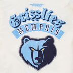 NBA MEMPHIS GRIZZLIES BEST OF MEN'S RIB SATIN JACKET (EGGSHELL/ UNIVERSITY BLUE)