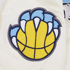 NBA MEMPHIS GRIZZLIES BEST OF MEN'S RIB SATIN JACKET (EGGSHELL/ UNIVERSITY BLUE)