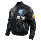 NBA MEMPHIS GRIZZLIES MODERN ORIGINALS MEN'S LEATHER VARSITY JACKET (JET BLACK)