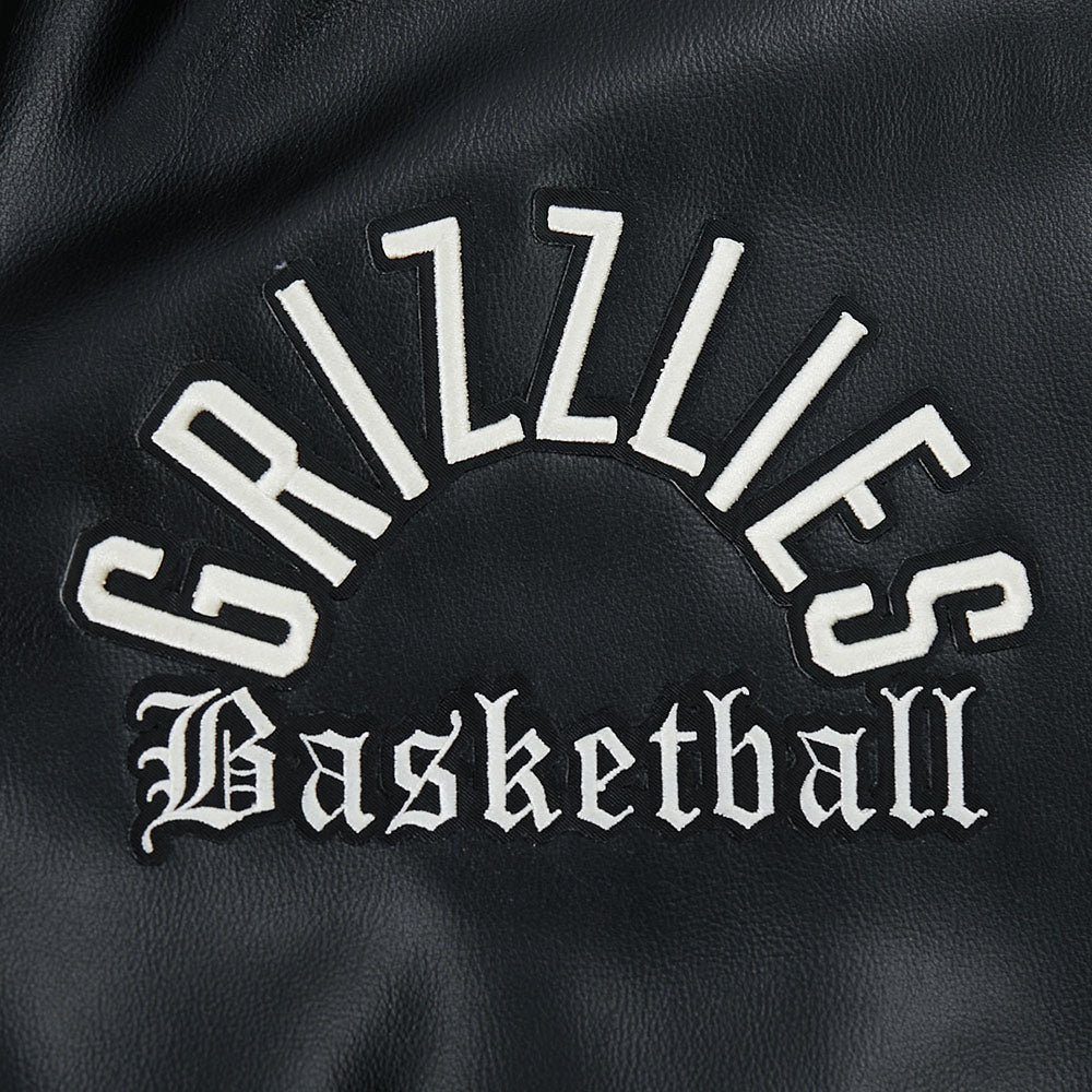 NBA MEMPHIS GRIZZLIES MODERN ORIGINALS MEN'S LEATHER VARSITY JACKET (JET BLACK)
