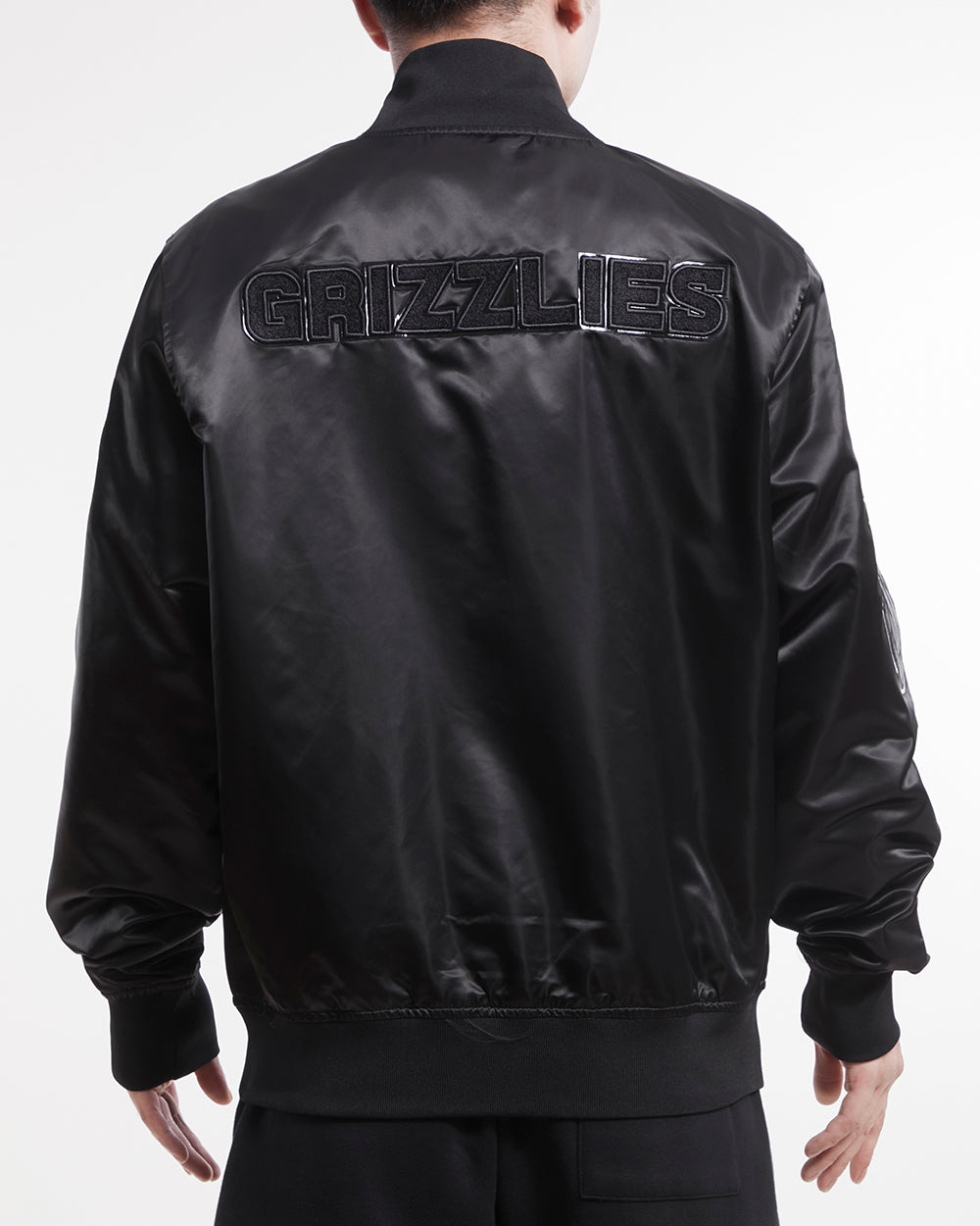 NBA MEMPHIS GRIZZLIES TRIPLE BLACK MEN'S SATIN JACKET (TRIPLE BLACK)