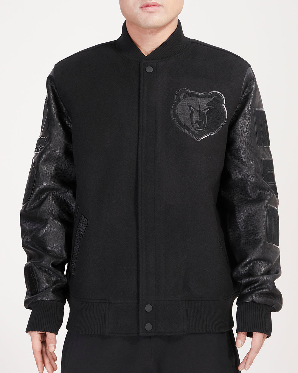 NBA MEMPHIS GRIZZLIES TRIPLE BLACK BLOUSON COLLÉGIAL EN LAINE POUR HOMME (TRIPLE NOIR)