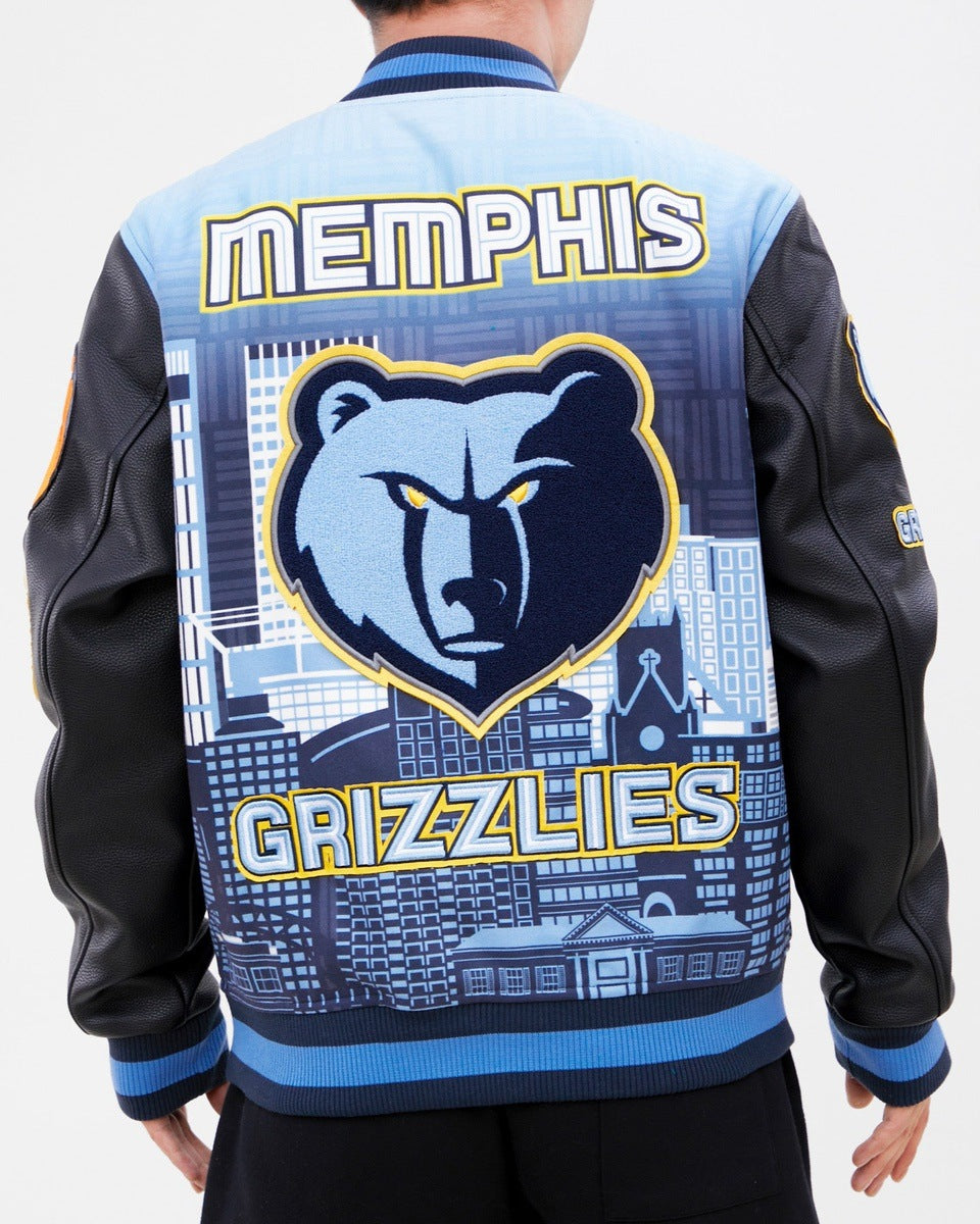 NBA MEMPHIS GRIZZLIES REMIX MEN'S VARSITY JACKET (BLUE)