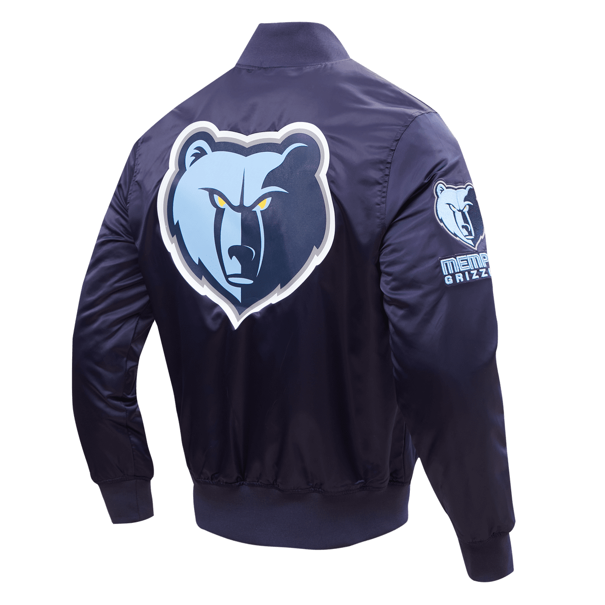 NBA MEMPHIS GRIZZLIES BLOUSON EN SATIN À GRAND LOGO POUR HOMME (MARINE MINUIT)