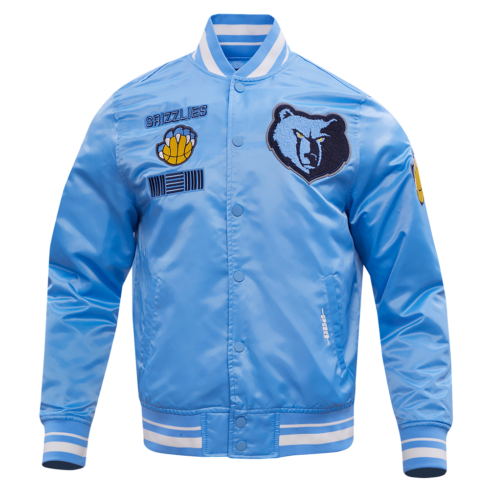 NBA MEMPHIS GRIZZLIES RETRO CLASSIC MEN'S RIB SATIN JACKET (UNIVERSITY BLUE)