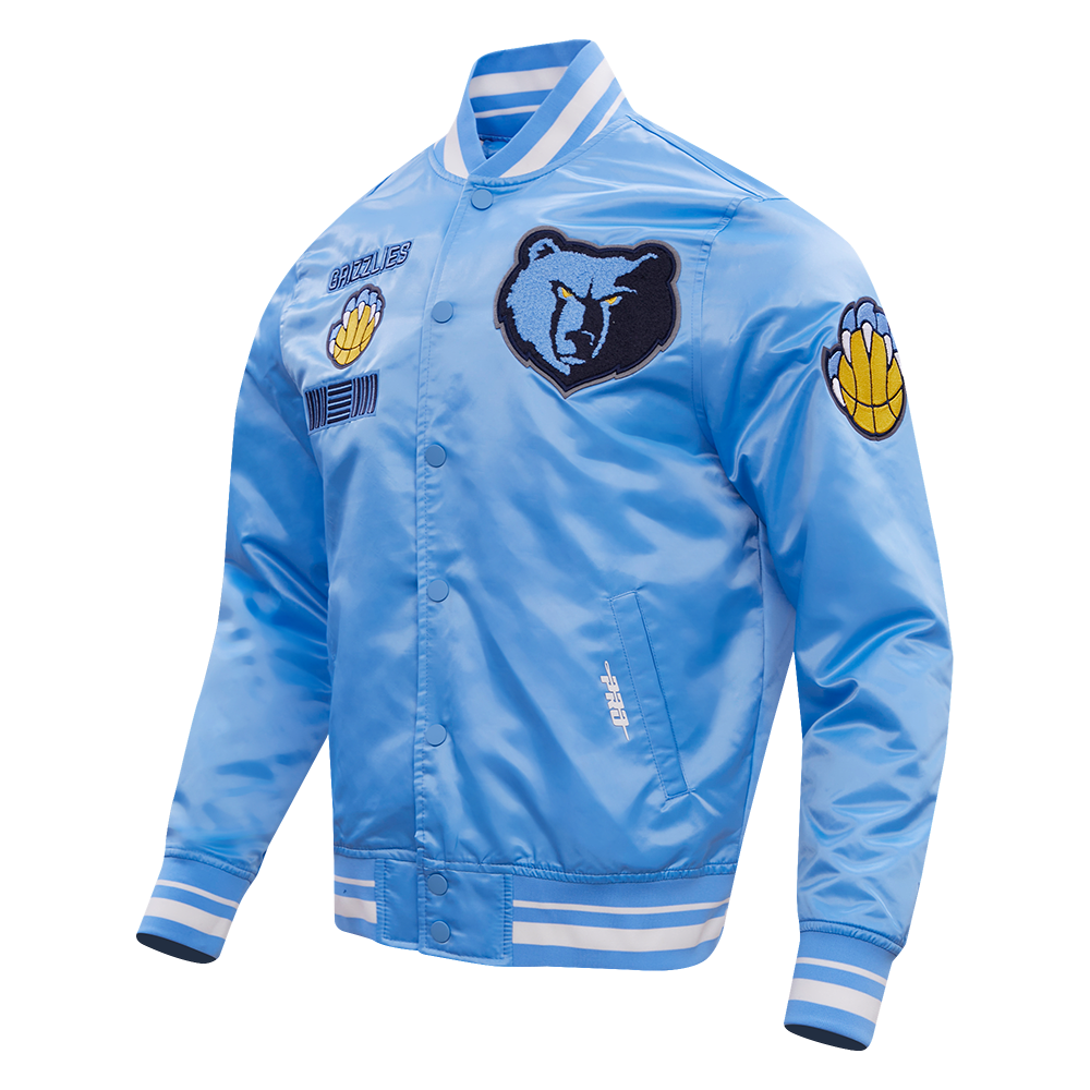 NBA MEMPHIS GRIZZLIES RETRO CLASSIC MEN'S RIB SATIN JACKET (UNIVERSITY BLUE)