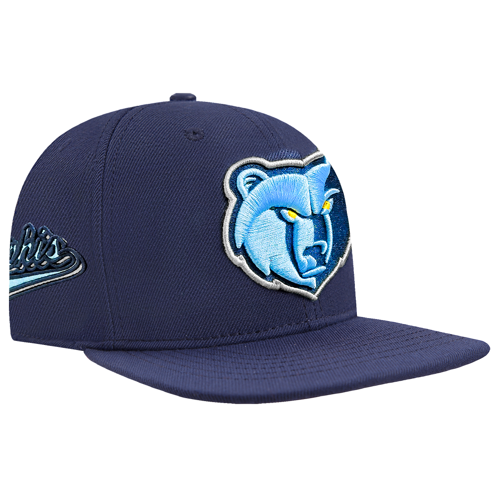 NBA MEMPHIS GRIZZLIES SCRIPT TAIL WOOL SNAPBACK HAT (MIDNIGHT NAVY)