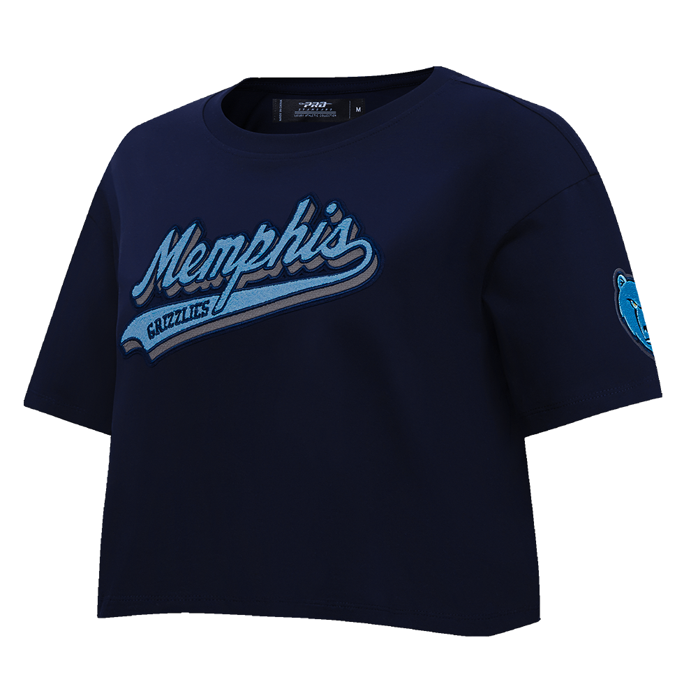 NBA MEMPHIS GRIZZLIES SCRIPT TAIL WOMEN'S SINGLE JERSEY BOXY TEE (MIDNIGHT NAVY)