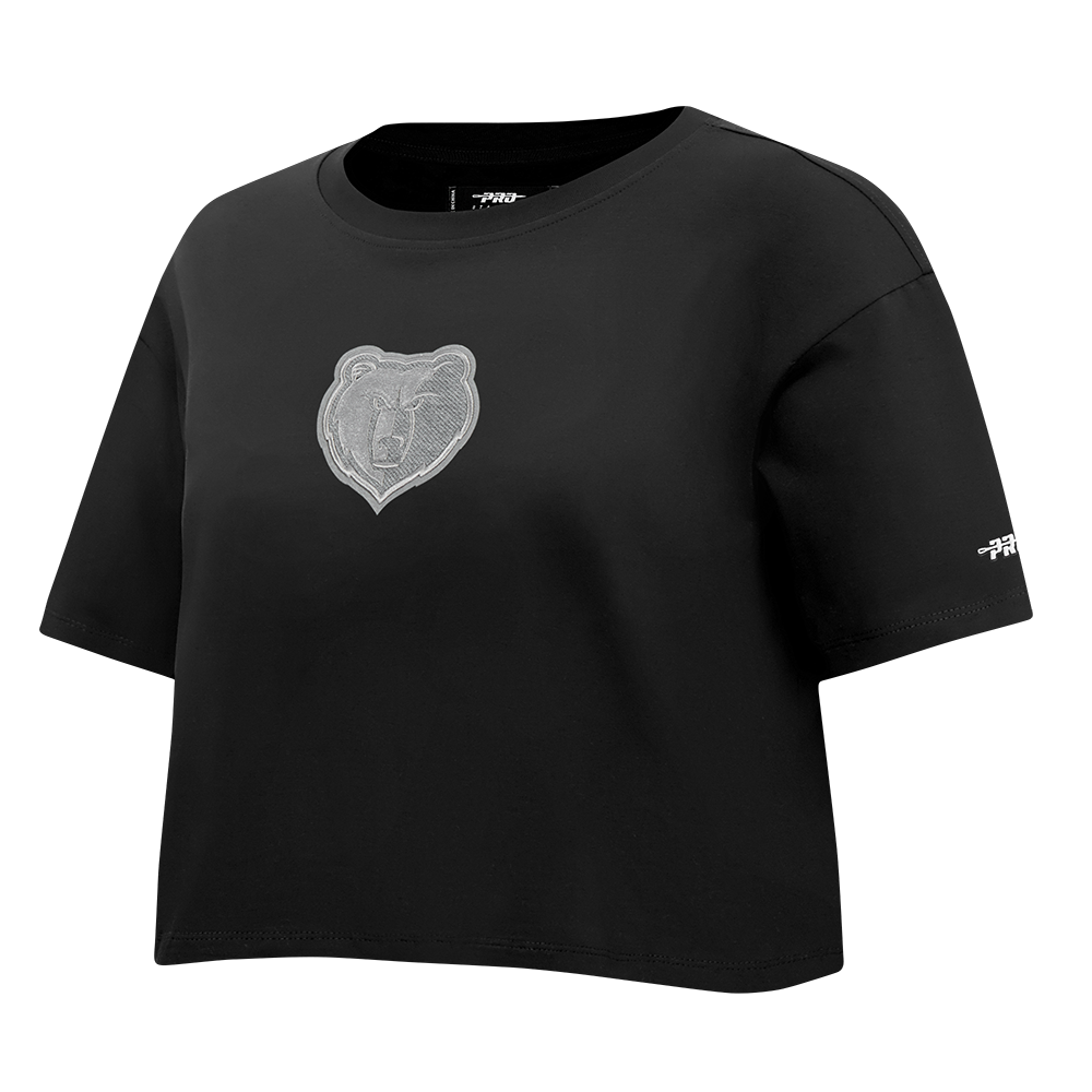 NBA MEMPHIS GRIZZLIES REVERSE FRENCH TERRY WOMEN'S SINGLE JERSEY BOXY TEE (BLACK)