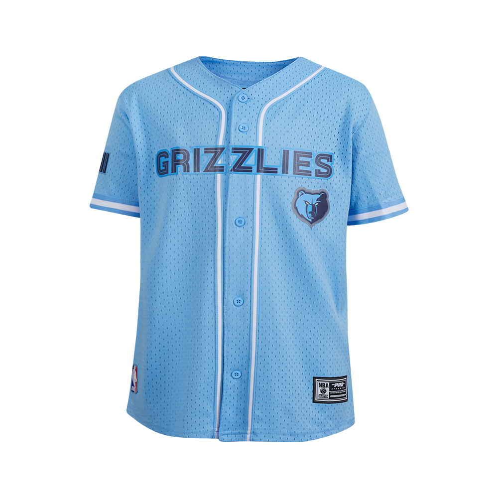 NBA MEMPHIS GRIZZLIES CLASSIC BIG BOY'S MESH BUTTON DOWN SHIRT (UNIVERSITY BLUE)