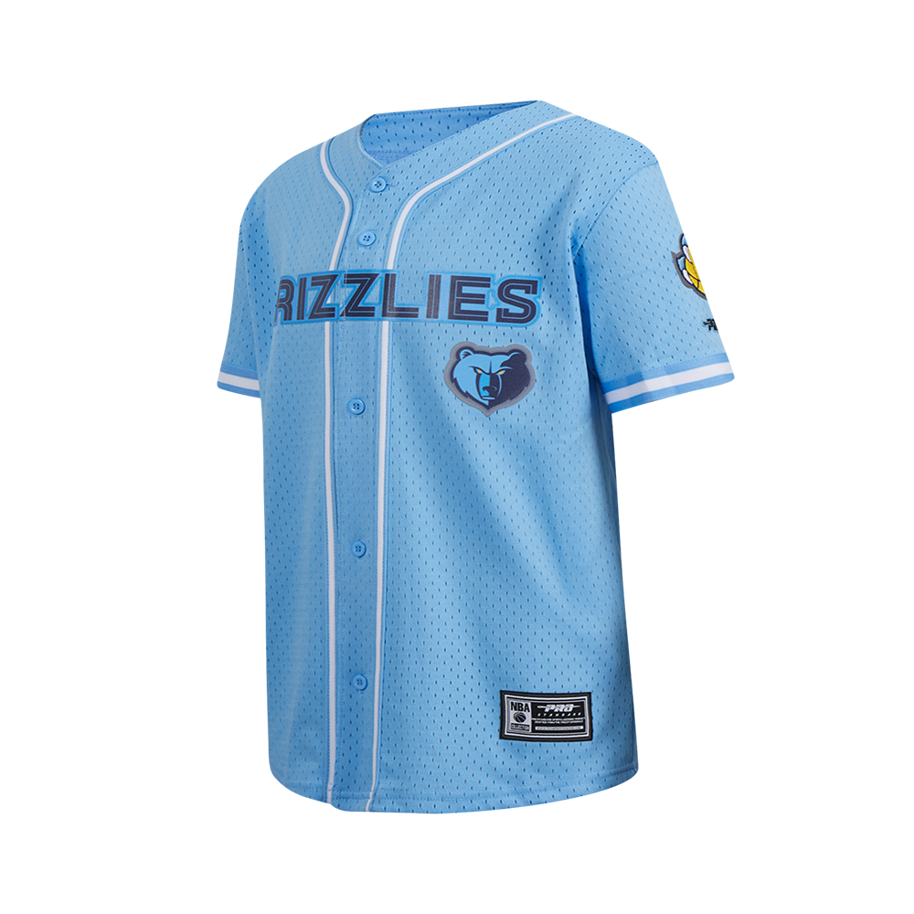 NBA MEMPHIS GRIZZLIES CLASSIC BIG BOY'S MESH BUTTON DOWN SHIRT (UNIVERSITY BLUE)