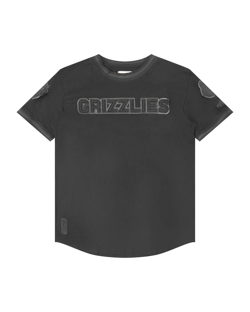 NBA MEMPHIS GRIZZLIES TRIPLE BLACK BIG BOY'S SHORT SLEEVE STRIPED RIB TEE (JET BLACK)