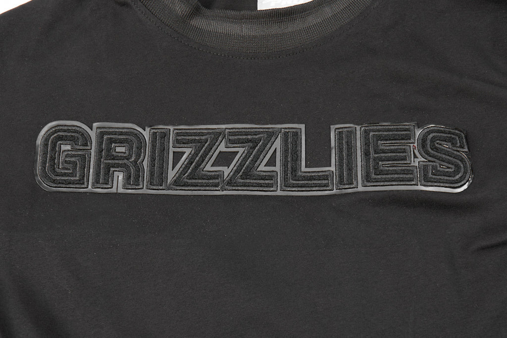 NBA MEMPHIS GRIZZLIES TRIPLE BLACK BIG BOY'S SHORT SLEEVE STRIPED RIB TEE (JET BLACK)