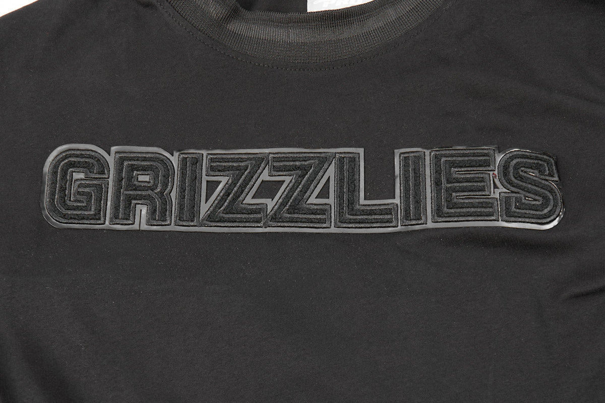 NBA MEMPHIS GRIZZLIES TRIPLE BLACK BIG BOY'S SHORT SLEEVE STRIPED RIB TEE (JET BLACK)