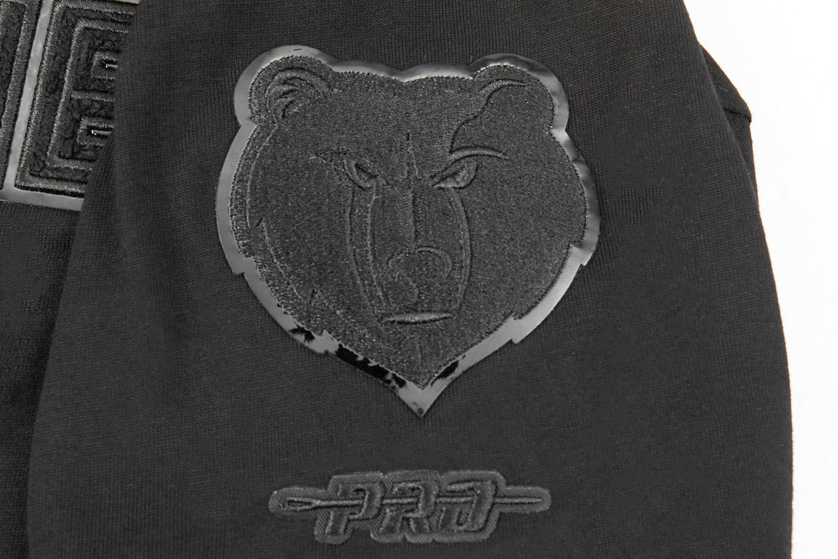 NBA MEMPHIS GRIZZLIES TRIPLE BLACK BIG BOY'S SHORT SLEEVE STRIPED RIB TEE (JET BLACK)