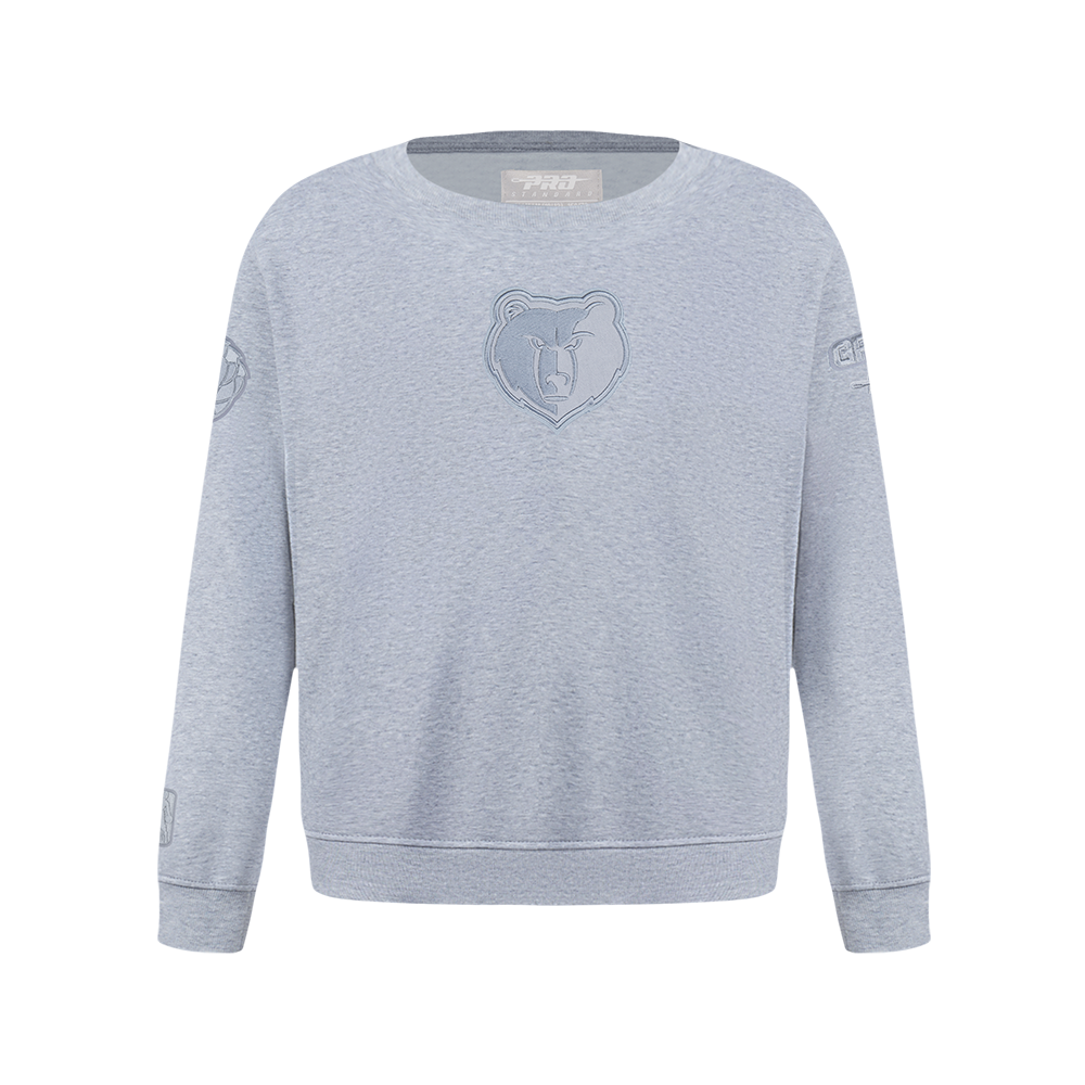 NBA MEMPHIS GRIZZLIES NEUTRAL BIG BOY'S FLC CREWNECK (DARK HEATHER GRAY)