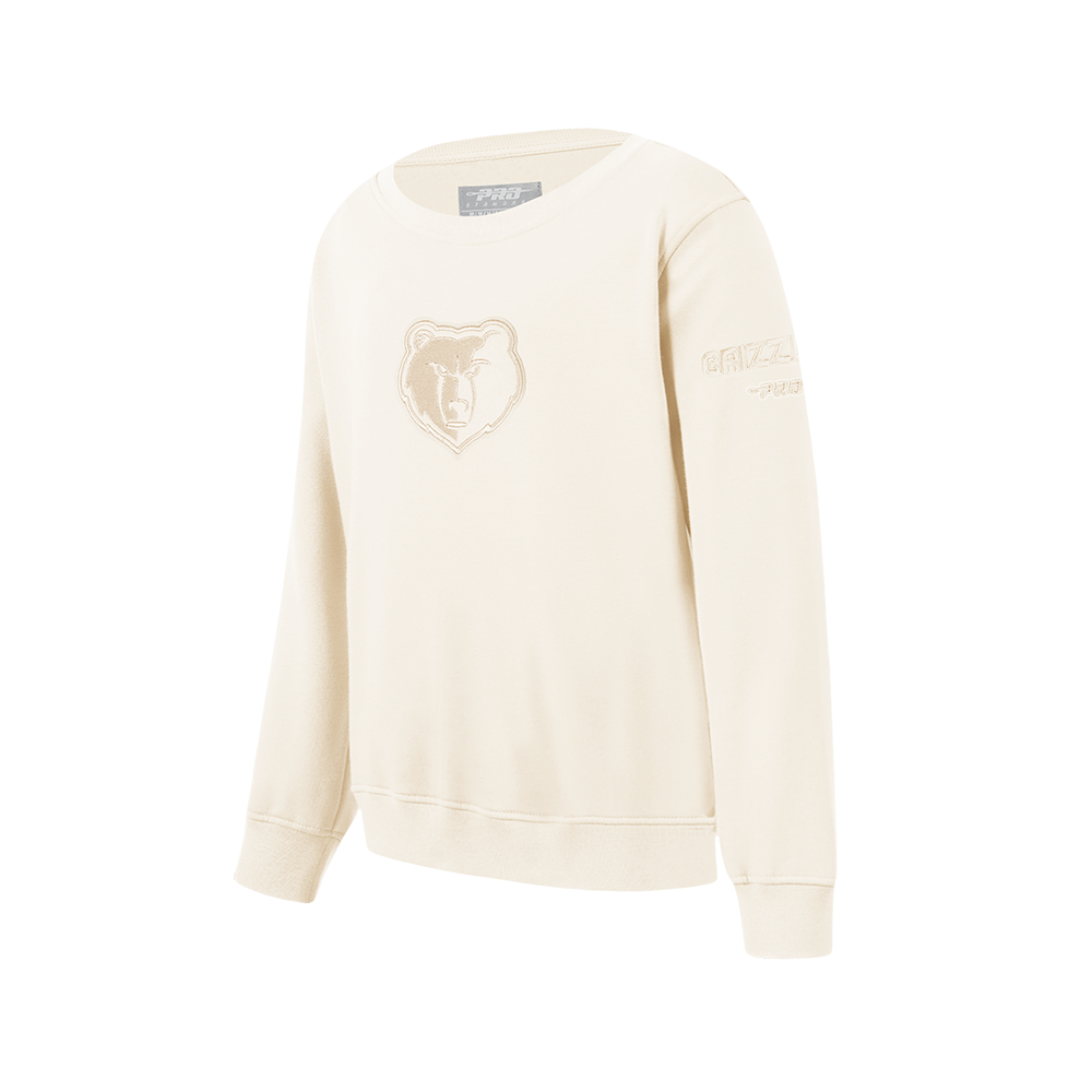 NBA MEMPHIS GRIZZLIES NEUTRAL BIG BOY'S FLEECE CREWNECK (EGGSHELL)