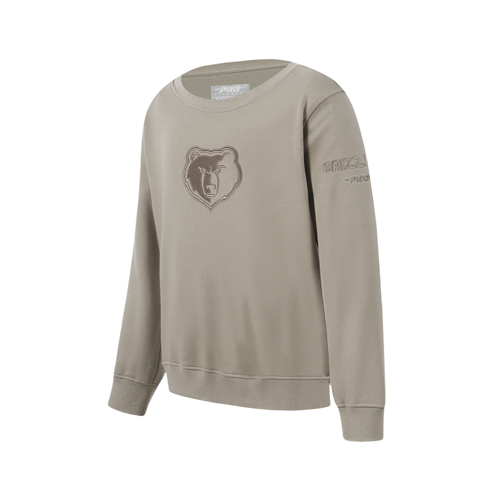 NBA MEMPHIS GRIZZLIES NEUTRAL BIG BOYS FLEECE CREWNECK (TAUPE)