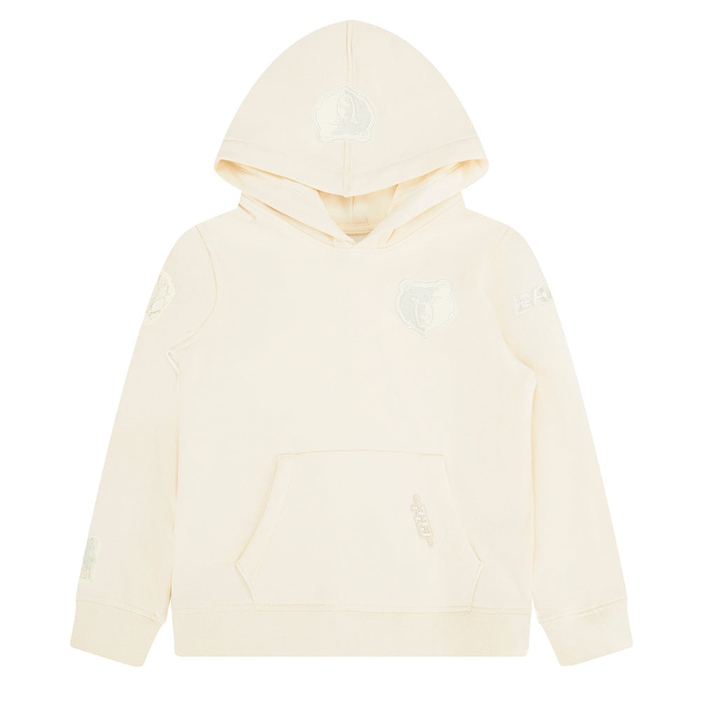 NBA MEMPHIS GRIZZLIES NEUTRAL BIG BOY'S FLEECE PULLOVER HOODIE (EGGSHELL)