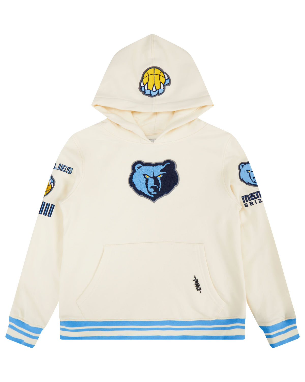 NBA MEMPHIS GRIZZLIES RETRO CLASSIC CHANDAIL À CAPUCHON EN MOLLETON CÔTELÉ POUR GARÇON JUNIOR (COQUILLE D'ŒUF/BLEU UNIVERSITÉ)