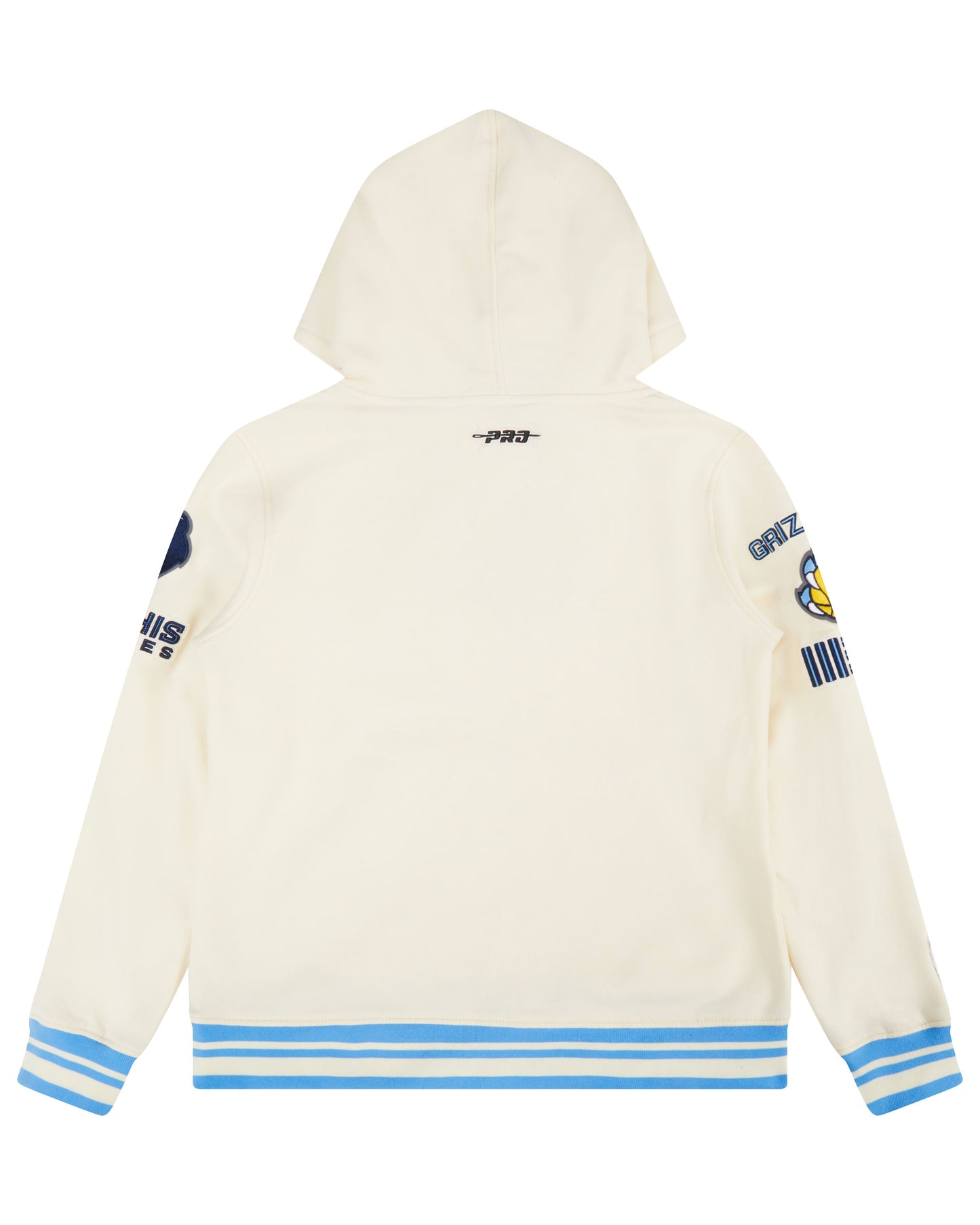 NBA MEMPHIS GRIZZLIES RETRO CLASSIC BIG BOYS RIB FLEECE PULLOVER HOODIE (EGGSHELL/ UNIVERSITY BLUE)