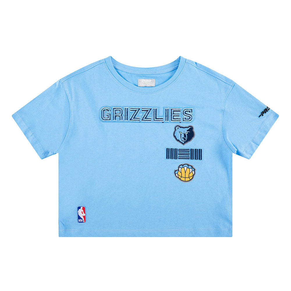NBA MEMPHIS GRIZZLIES RETRO CLASSIC T-SHIRT À COUPE CARRÉE À MANCHES COURTES POUR FILLE JUNIOR (BLEU UNIVERSITÉ)