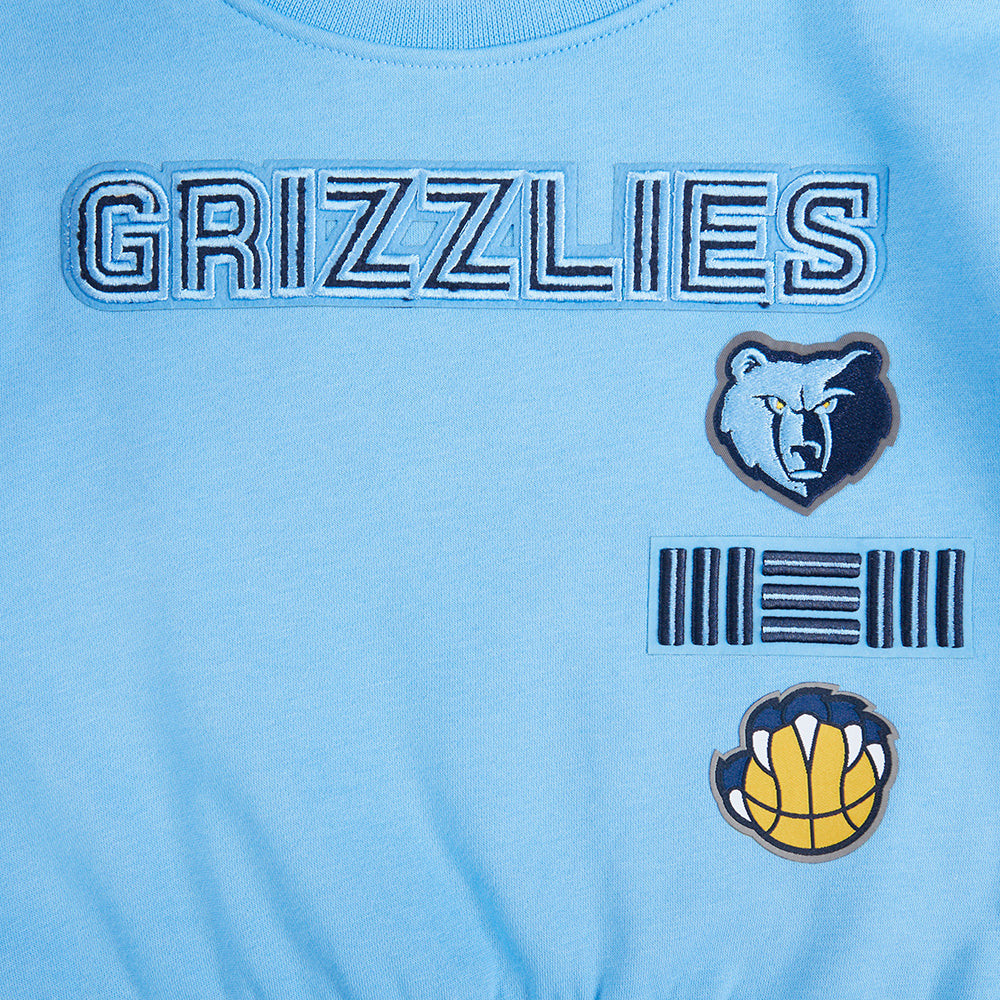 NBA MEMPHIS GRIZZLIES RETRO CLASSIC CHANDAIL À COL ROND EN MOLLETON CÔTELÉ POUR FILLE JUNIOR (BLEU UNIVERSITÉ)